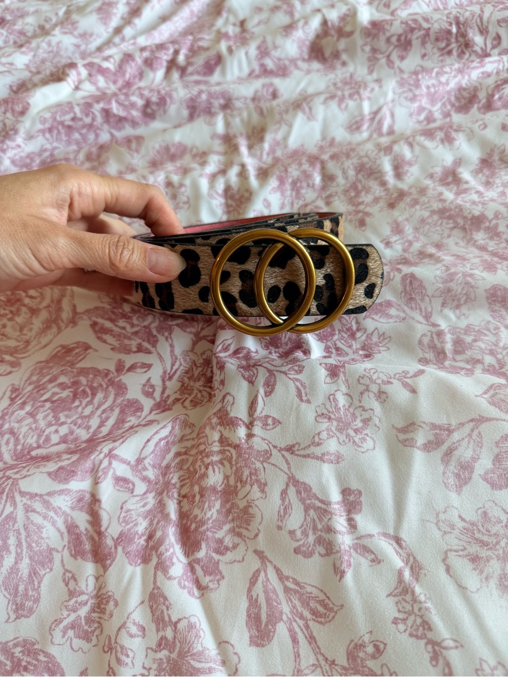 Leopard Print Double Ring Belt - Women's Accessory